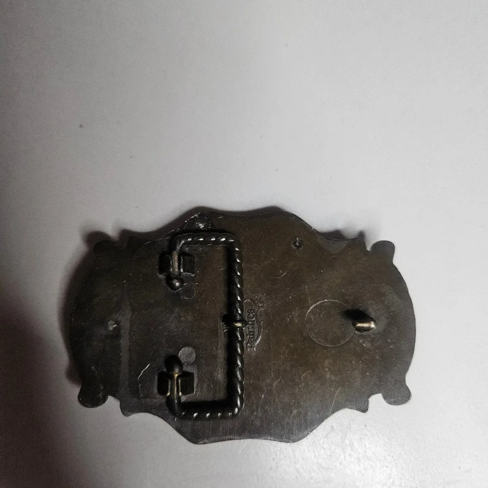 Vintage 1978 RainTree Oil Derrick Belt Buckle Brass Tone Western Industrial
